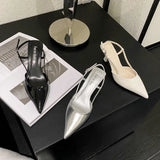 Xajzpa New Style Luxury Women's High Heels Sandals Pointed Toe Shoes Sexy Slingback Trend Designer Dress Pumps Sandals Zapatos Mujer