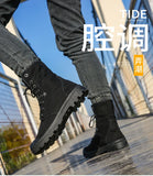 Xajzpa Men's Fashion Canvas Shoes Spring and Autumn Outdoor Shoes Thick-soled High-top Shoes Cuff Shoes Fashion Sports Shoes