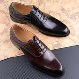 Xajzpa Men's Dress Shoes Luxury Printing Business Classic Handmade Oxfords Top Layer Cowhide Leather Black Brown Formal Shoes New Style