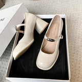 Xajzpa Shoes Sandals Ladies Beige High Heels Mary Jane Brief Pumps Shallow Mouth African Retro Spring Latest 12cm Lolita Sweet