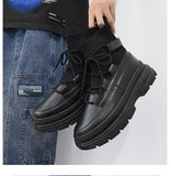 Xajzpa Autumn Winter Socks Boots New Men Ankle Boots Platform Black Shoes for Men Fur Chunky Punk Motorcycle Booties Gothic Shoes