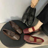 Xajzpa Square Toe Women Flats Shoes Mary Jane Shoes Fashion Shallow Elastic Band Spring Autumn Ladies Comfort Soft Sole Shoes