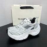 Xajzpa 2025 Summer New Women's Distressed Platform Sneakers Block Versatile Height Couple Shoes Casual Sports Shoes Running Shoes