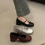 Xajzpa Retro Women Shoes Mary Jane Chunky Sandals Casual Heels Footwear Round Toe 2025 Shallow Mouth Branded Pumps Lolita Block Comfort