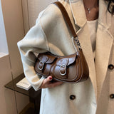 Xajzpa - Fashion Leather Shoulder Armpit Bag for Women Tend Female Simple Small Pocket Design Underarm Handbags and Purses