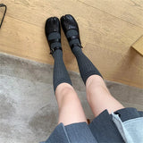 xajzpa Split Toe Flats Shoes Buckle Strap Women Comfort Bottom Ballerina Shoes Soft Leather Solid Outdoor Footwear