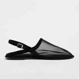 New Luxury Brand Designer Flat Sandals Women Fashion Back Trip Strap Sandalias Mesh Breathable Summer Casual Slides Mules Shoe