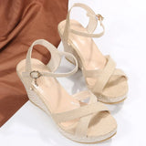 Xajzpa  Fashion Wedge Sandals for Women Summer Casual Non-slip Peep Toe Platform Shoes Rubber Sole Buckle Elegant Heel Woman Sandale