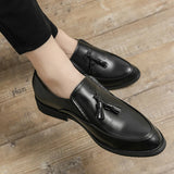 Xajzpa Luxury Designer Mens Business Formal Leather Dress Black Brand Casual Shoes Wedding for Men Office Luxury Flats Footwear Loafers