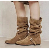 Xajzpa New Style Luxury Women's Fashion Pointed Cowboy Coarse Heel Stacked Boots New Style No Knee Large Barrel Giroud Women's Boots