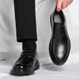 Xajzpa genuine leather fashionable casual men's classic business Oxford shoes versatile men's shoes wedding retro leather shoes