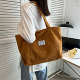 Xajzpa Large Capacity Corduroy Shoulder Bag New Fashion Simple Handbag Leisure Student Side Bags for Woman
