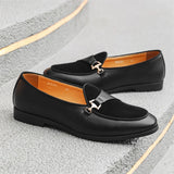 Xajzpa Men's Casual Leather Shoes Buckle Trendy Party Wedding Shoe Mens Comfortable Driving Flats Men Moccasins Loafers EUR Sizes 38-46