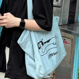 Xajzpa - Fashion Large Capacity Women Handbag Star Dog Print Blue Vintage Shoulder Bag Fashion Designers Youthful Canvas Tote Bag