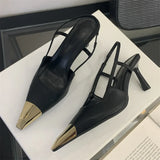 Xajzpa Street Style Pointed Toe Women Pumps Fashion Slingbacks Thin High Heels Elegant Stripper Prom Ladies Sandals Shoes