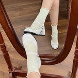 Xajzpa New Mary Jane Shoes Women's Elegant Low Heel Shoes Fashion Casual Buckle Single Shoes Ladies College Style Footwear Single Pumps