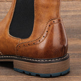 Xajzpa Brogue Chelsea Men Boots 2025 American style Comfortable Fashion Leather Boots