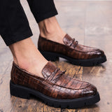 Xajzpa - Classic Crocodile Skin Oxfords Men Shoes Summer Casual Shoe Man Fit Wedding Party British Men's Footwear Male Flats Zapatos