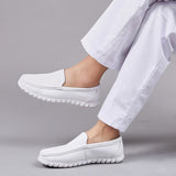 Xajzpa - Hospital men's white nurse shoes comfortable soft soled leather shoes Flat heel elastic sole casual shoes work shoes