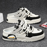 Xajzpa 2025 Summer Fashion Designer Men Half Slipper Breathable Casual Platform Shoes Lightweight Sneakers Outdoor Walking Flats Loafers