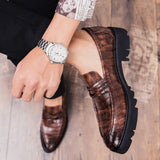 Xajzpa - Classic Crocodile Skin Oxfords Men Shoes Summer Casual Shoe Man Fit Wedding Party British Men's Footwear Male Flats Zapatos