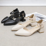 Xajzpa Beige Heeled Sandals Comfort Shoes for Women Med Buckle Strap 2025 Summer Black Block Girls Low Closed High Medium New Fashion S