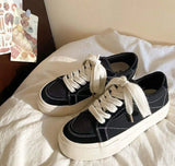 Xajzpa Canvas shoes for women flat bottomed casual personalized suitable for spring summer simple comfortable shoes for students