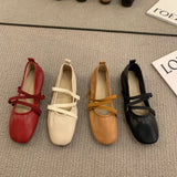 Xajzpa Women Shoes Brand Designer Mary Janes Shoes Woman Square Toe Japanned Leather Flats Vintage Narrow Band Loafers