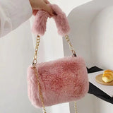 Xajzpa Autumn And Winter Plush Handbag For Woman New Small Chain Crossbody Bag Fashion Small Square Bag Single Shoulder Bag