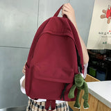 Simple Female Backpack Women Canval School Bag For Teenage Girl Casual Shoulder Bag Solid Color Rucksack Quality Travel