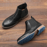 Xajzpa Brogue Men Chelsea Boots American style Comfortable Fashion Leather ankle Boots
