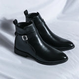Xajzpa high-quality new ankle boots with side zipper brown black classic business casual party personalized buckle men's shoes