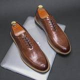 Xajzpa High end Brand Men's Shoes Formal Lace Sharp Smooth Casual Fashion Classic Elegant Business Leather Shoes