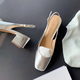 Xajzpa Fashion Spring Autumn Elegant Women Pumps Slip On Loafers Round Toe Square Heels Belt Buckle Casual Comfortable Shoes