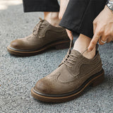 Xajzpa Luxury Men's British Brogues Style Streetwear Vintage Thick Platform Increase Casual Leather Shoes Soft Male Dress Shoes