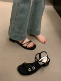 Xajzpa 2025 Summer Sale Of Women's Shoes Clear Heels Female Sandal New Retro Girls Rhinestone Gladiator Block Rome Scandals