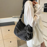 Xajzpa  Women Casual Satchel Bag Large Capacity Denim Vintage Messenger Bag Adjustable Strap Daily Tote Bag Multifunction Chic Hobo Bag
