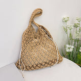 Xajzpa Summer Woven Bag for Women Handbags Handmade Knitted Beach Boho Shoulder Bag Large Tote Bag Hollow Out Shopping Bag