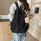 Cyflymder Casual Backpack Women Large Capacity Fashion Junior High School Student Pleat Schoolbag Cloth Bag Korean Travel Backpack