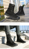 Xajzpa Men's Fashion Canvas Shoes Spring and Autumn Outdoor Shoes Thick-soled High-top Shoes Cuff Shoes Fashion Sports Shoes