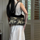 Xajzpa - Chinese Style Fashion Shoulder Bag Butterfly Print Black Pearls Vintage Handbag New Elegant Luxury Designers Underarm Bag