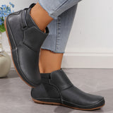 Women's Solid Color Trendy Boots, Slip On Soft Sole Platform Buckle Belt Boots, Versatile Round Toe Winter Boots