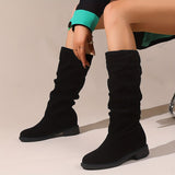 Women's Slouchy Mid Calf Boots, Comfortable Round Toe Pull On Shoes, Classic Boots For Koningsdag/King's Day