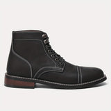 Men's Trendy Vintage Cap-toe Boots, Breathable High-top Lace-up Boots For Outdoor, Spring Autumn And Winter