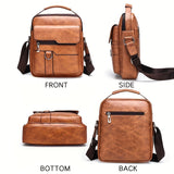 1pc Large Capacity PU Leather Men's Shoulder Bag, Casual Messenger Simple Business Trendy Sling Bag