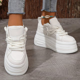 Xajzpa Women'S Trendy Platform Sneakers, Heightening Lace Up Low Top Skate Shoes, Stylish Air Cushion Wedge Trainers