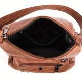 Chic Heart Charm Crossbody Bag for Women - Adjustable Strap, Multiple Pockets, Vintage-Inspired Design - Ideal for School, Daily Outings, Shopping & Travel - Stylish, Practical & Spacious in Light Brown/Black