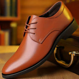 Men's Round Toe Lace-Up Dress Shoes, Non-Slip Formal Shoes For Wedding Party Business