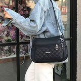 Chic Black Nylon Crossbody Bag for Women - Waterproof, Adjustable Strap, Lightweight with Quilted Design & Zip Closure