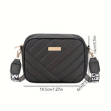 Women's Fashion Quilted Pattern Crossbody Bag, Faux Leather, Casual Shoulder Purse With Adjustable Strap